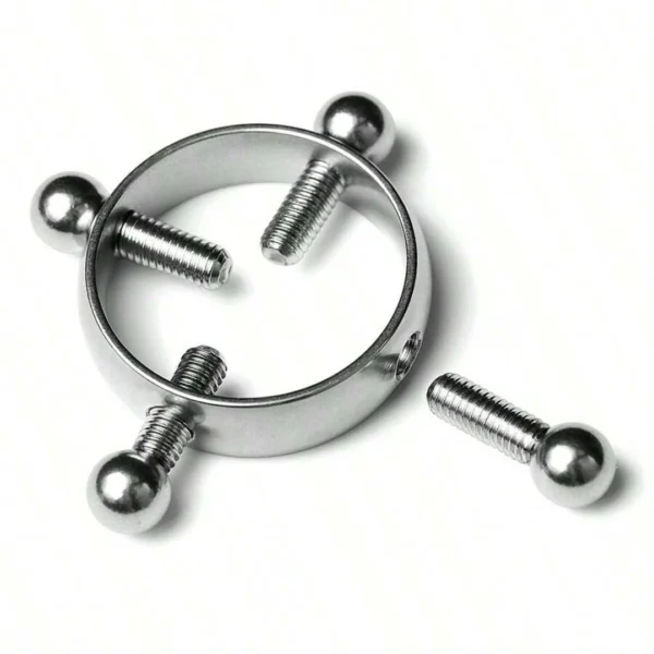 Faux Piercing Téton en Acier Chirurgical à 4 Vis de Serrage Faux Piercing Téton en Acier Chirurgical à 4 Vis de Serrage.