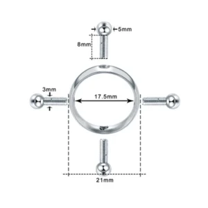 Faux Piercing Téton en Acier à 4 Vis de Serrage (dimensions).