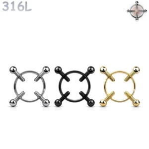 Faux Piercing Téton en Acier à Vis de Serrage.