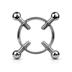Faux Piercing Téton en Acier à Vis de Serrage (variante couleur acier brut).