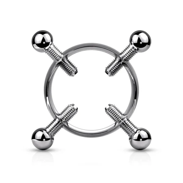 Faux Piercing Téton en Acier à Vis de Serrage (variante couleur acier brut) Faux Piercing Téton en Acier à Vis de Serrage (variante couleur acier brut).