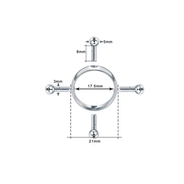 Faux Piercing téton en acier à vis de serrage (dimensions)