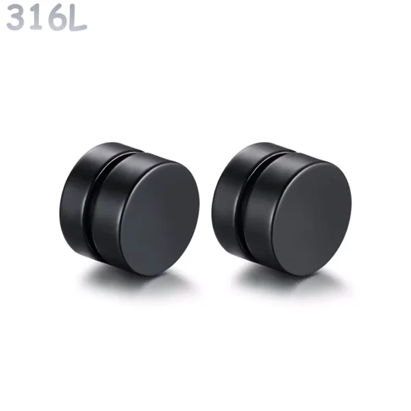 Faux Plug Oreille Magnétique Acier 316L Noir PVD (Paire) Faux Plug Oreille Magnétique Acier 316L Noir PVD (Paire).