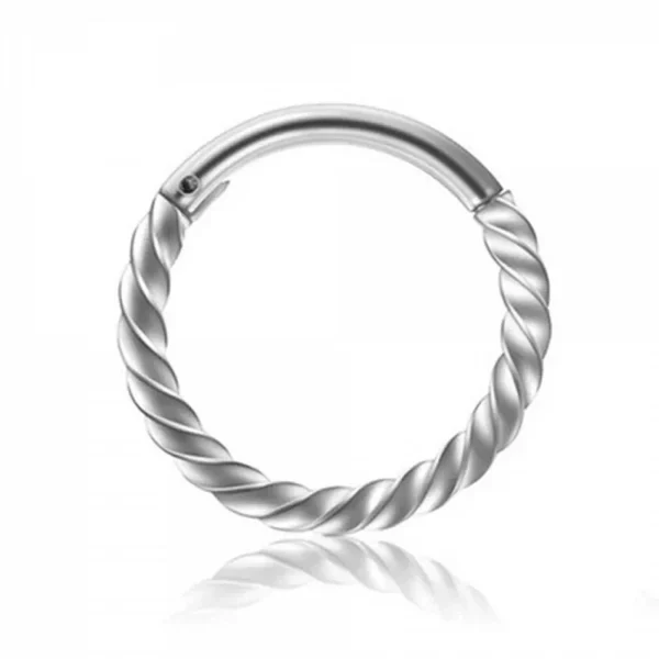 Piercing Anneau À Charnière Torsadé en acier à haute précision (couleur acier) Piercing Anneau À Charnière Torsadé en acier à haute précision (couleur acier)