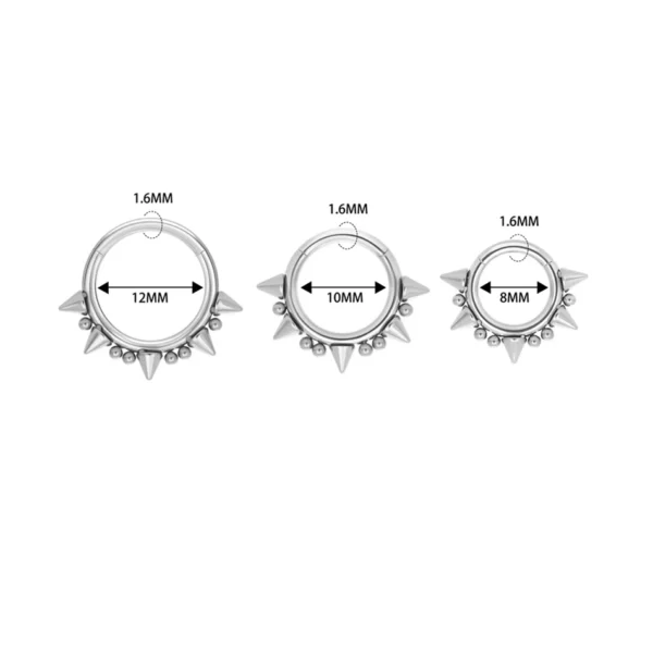 Piercing Anneau À Charnière en Titane Cercle d'Épine (dimensions) Piercing Anneau À Charnière en Titane Cercle d'Épine (dimensions)