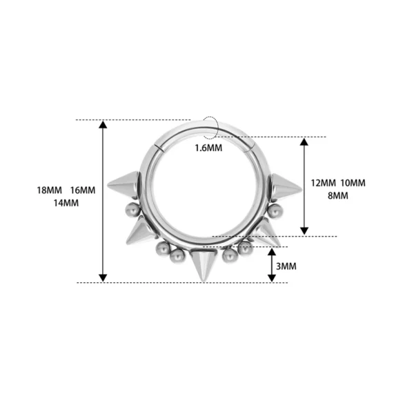 Piercing Anneau À Charnière en Titane Cercle d'Épine (dimensions précises) Piercing Anneau À Charnière en Titane Cercle d'Épine (dimensions précises)