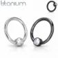 Piercing Anneau CBR Titane à Zirconium Serti Clos.