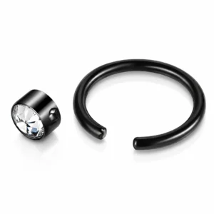 Piercing Anneau CBR Titane avec Zircon Serti Clos.