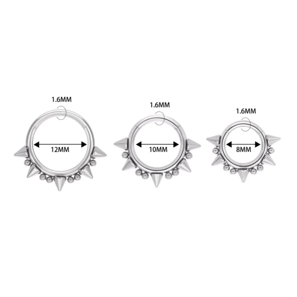 Piercing Anneau Clicker Perles & Pointes Radiales en Titane (dimensions) Piercing Anneau Clicker Perles & Pointes Radiales en Titane (dimensions).