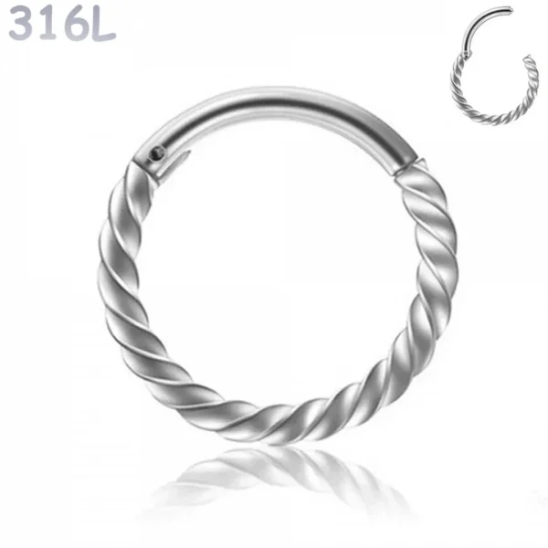 Piercing Anneau Clicker Torsadé Acier 316L Poli Piercing Anneau Clicker Torsadé Acier 316L Poli.