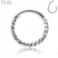 Piercing Anneau Clicker Torsadé Acier 316L Poli.