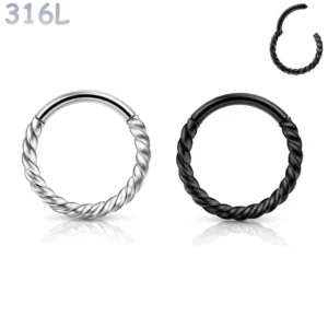 Piercing Anneau Clicker Torsadé Acier Chirurgical 316L.