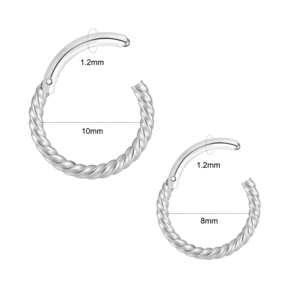 Piercing Anneau Clicker Torsadé Acier Chirurgical 316L (dimensions) Piercing Anneau Clicker Torsadé Acier Chirurgical 316L (dimensions).