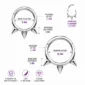 Piercing Anneau Clicker Triple Pointe en Titane (dimensions).
