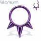 Piercing Anneau Clicker Triple Spike Asymétrique en Titane.