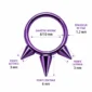 Piercing Anneau Clicker Triple Spike Asymétrique en Titane (dimensions).