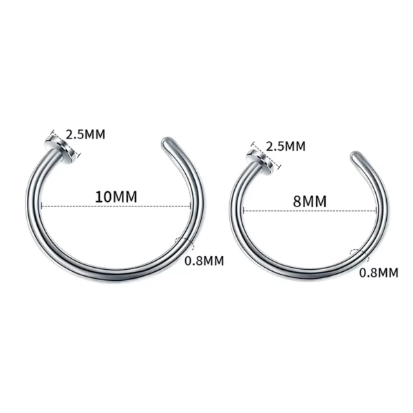 Piercing Anneau Narine en Acier (dimensions).