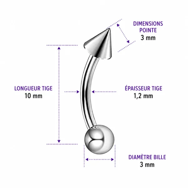Piercing Arcade Banane Titane Bille & Pointe (dimensions) Piercing Arcade Banane Titane Bille & Pointe (dimensions).