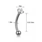Piercing Banane Titane Bille & Zirconium Blanc Griffé.