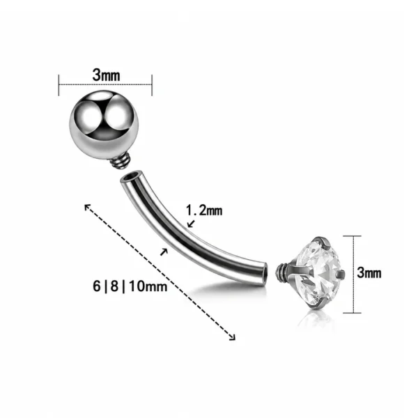 Piercing Banane Titane Bille & Zirconium Griffé (dimensions) Piercing Banane Titane Bille & Zirconium Griffé (dimensions).