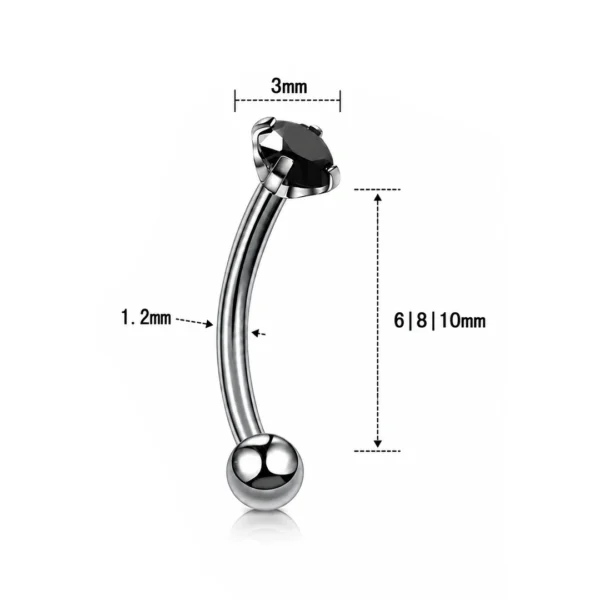 Piercing Banane Titane Bille & Zirconium Noir Griffé Piercing Banane Titane Bille & Zirconium Noir Griffé.