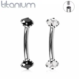 Piercing Banane Titane Double Zirconium Griffé.