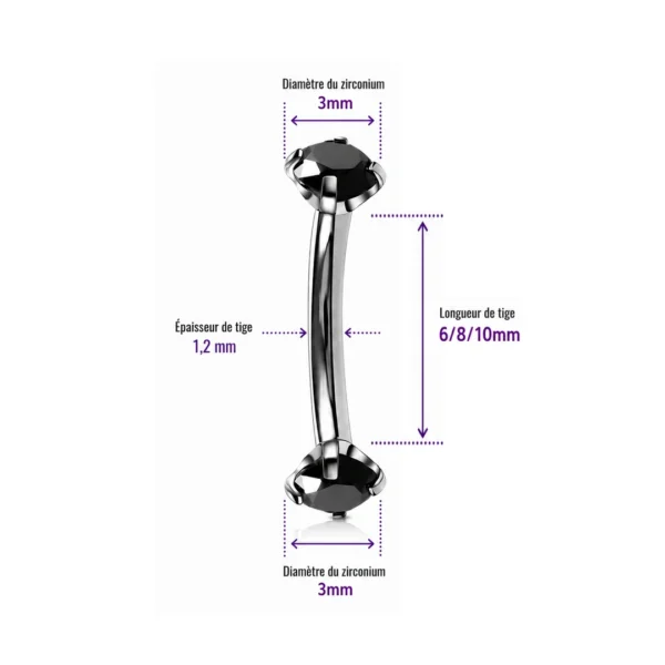 Piercing Banane Titane Double Zirconium Noir Griffé Piercing Banane Titane Double Zirconium Noir Griffé.