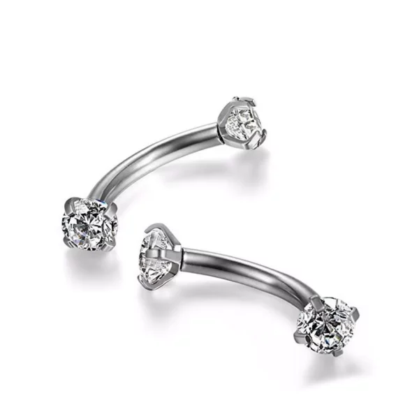 Piercing Banane en Titane Double Zircon Blanc (profil) Piercing Banane en Titane Double Zircon Blanc (profil)