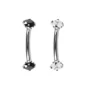 Piercing Banane en Titane Double Zircon, Noir ou Blanc.