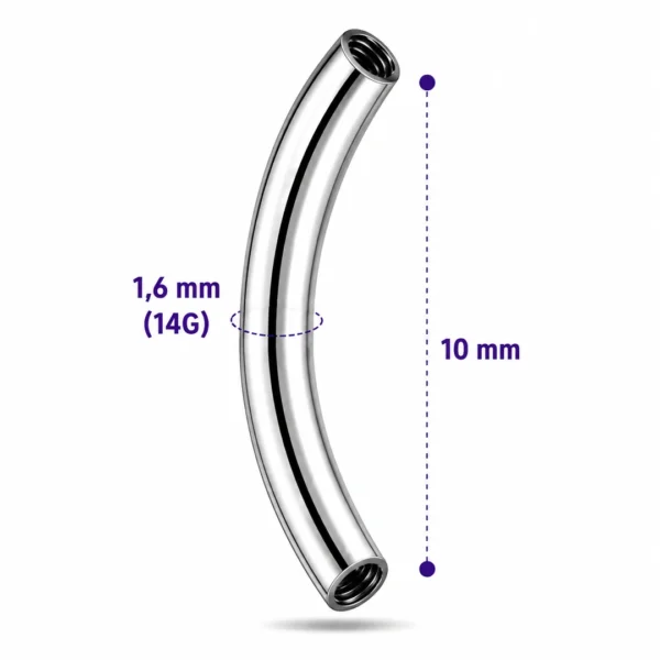 Piercing Barbell Courbé 10 mm (Banane) 14G Titane Filetage Interne Piercing Barbell Courbé 10 mm (Banane) 14G Titane Filetage Interne