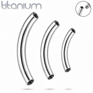 Piercing Barbell Courbé (Banane) 14G Titane Filetage Interne.