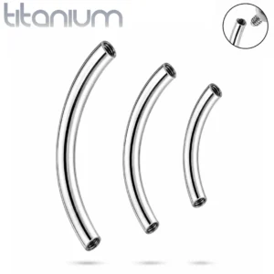 Piercing Barbell Courbé (Banane) 16G Titane Filetage Interne.