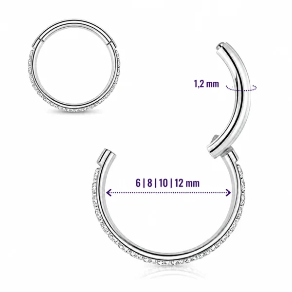 Piercing Clicker Titane à Tranche Pavée de Zirconiums (dimensions) Piercing Clicker Titane à Tranche Pavée de Zirconiums (dimensions).