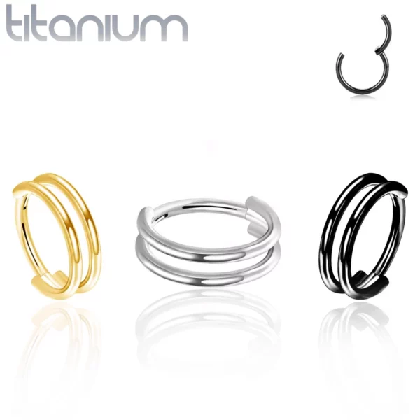 Piercing Double Anneau Clicker en Titane.