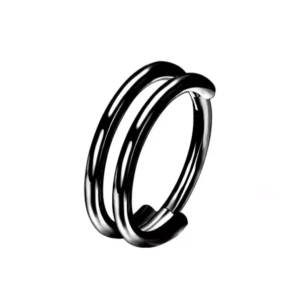 Piercing Double Anneau Clicker en Titane (variante couleur anodisée noir) Piercing Double Anneau Clicker en Titane (variante couleur anodisée noir).