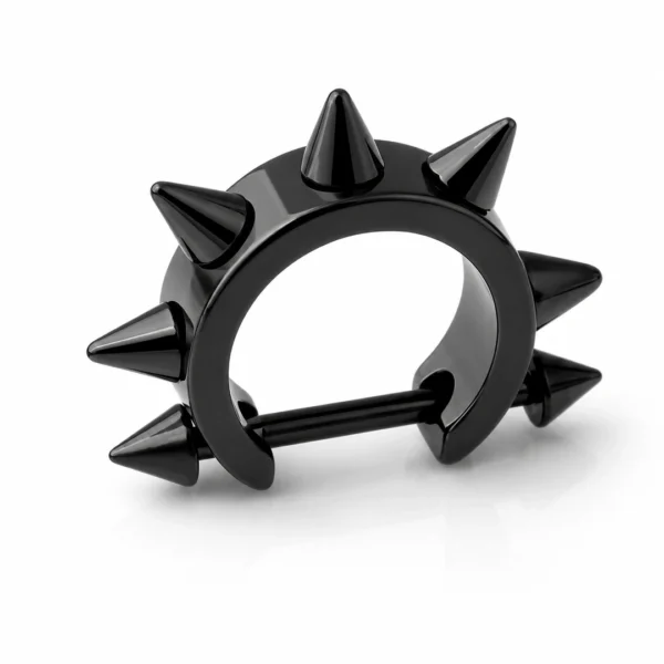 Piercing Hélix et Lobe Demi-Anneau à 7 Pointes Acier 316L Noir PVD Piercing Hélix et Lobe Demi-Anneau à 7 Pointes Acier 316L Noir PVD.