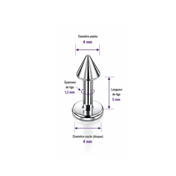 Piercing Labret 5 mm Pointe en Titane Oreille & Lèvre Piercing Labret 5 mm Pointe en Titane Oreille & Lèvre.