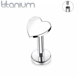 Piercing Labret Cœur en Titane Oreille Lèvre.