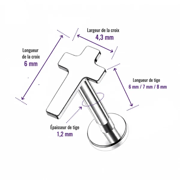 Piercing Labret Croix Gothique en Titane Oreille Lèvre (dimensions) Piercing Labret Croix Gothique en Titane Oreille Lèvre (dimensions).