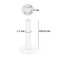 Piercing Labret Tige Bioflex® 6 à 10 mm avec Zircon Push-Fit 3 mm.