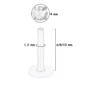 Piercing Labret Tige Bioflex® 6 à 10 mm avec Zircon Push-Fit 4 mm.