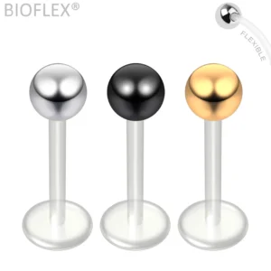 Piercing Labret Tige Bioflex & Bille Acier 316L.