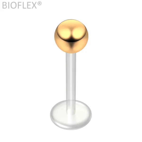 Piercing Labret Tige Bioflex & Bille Acier 316L Dorée PVD Piercing Labret Tige Bioflex & Bille Acier 316L Dorée PVD