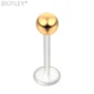 Piercing Labret Tige Bioflex & Bille Acier 316L Dorée PVD