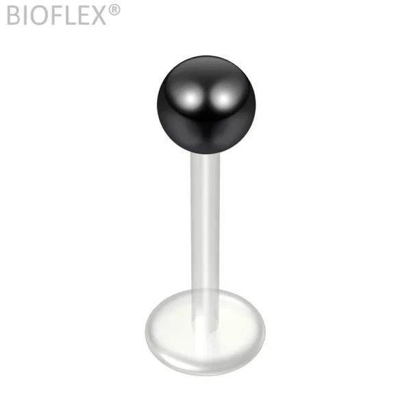 Piercing Labret Tige Bioflex & Bille Acier 316L Noire PVD Piercing Labret Tige Bioflex & Bille Acier 316L Noire PVD