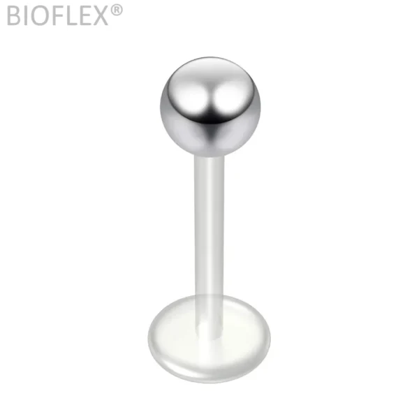 Piercing Labret Tige Bioflex & Bille Acier 316L Polie Piercing Labret Tige Bioflex & Bille Acier 316L Polie