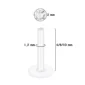 Piercing Labret Tige Bioflex® 6 à 10 mm avec Zircon Push-Fit 2 mm.