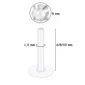 Piercing Labret Tige Bioflex® 6 à 10 mm avec Zircon Push-Fit 5 mm.