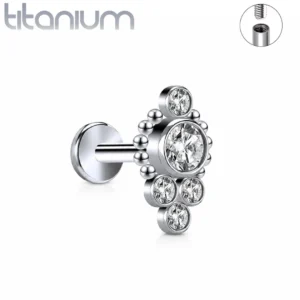 Piercing Labret Titane Ornemental Zirconiums & Billes.