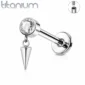 Piercing Labret Titane Zirconium & Pointe Suspendue.